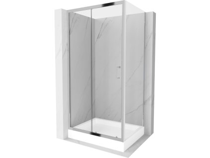Mexen Apia sprchový kút posuvné dvere 120 x 80 cm, priehľadné sklo, profil chróm + sprchová vanička Rio - 840-120-080-01-00-4510