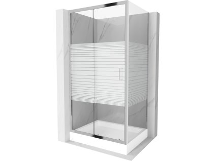 Mexen Apia sprchový kút posuvné dvere 120 x 90 cm, pásy, profil chróm + sprchová vanička Rio - 840-120-090-01-20-4510
