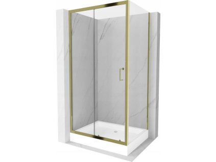 Posuvný sprchový kút Mexen Apia 100 x 80 cm, transparentný, zlatý + sprchová vanička Rio - 840-100-080-50-00-4510