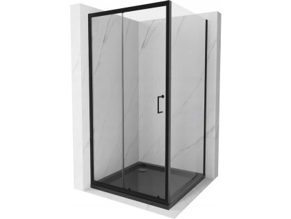 Mexen Apia sprchový kút posuvné dvere 90 x 90 cm, priehľadné sklo, profil čierny + sprchová vanička Flat, čierna - 840-090-090-70-00-4070B