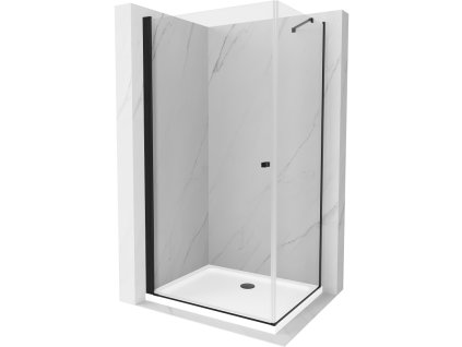 Mexen Pretoria výklopný sprchový kút 70 x 70 cm, priehľadný, čierny + Plochá sprchová vanička - 852-070-070-70-00-4010B