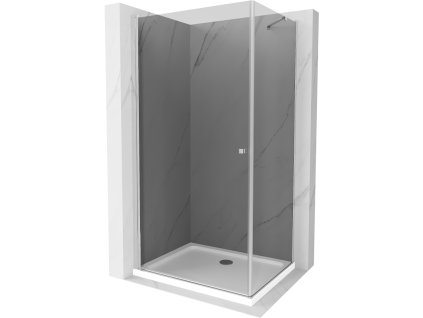 Mexen Pretoria výklopný sprchový kút 80 x 90 cm, grafit, chróm + Plochá sprchová vanička - 852-080-090-01-40-4010