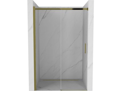 Mexen Omega sprchové dvere posuvné 140 cm, priehľadné sklo, zlaté - 825-140-000-50-00