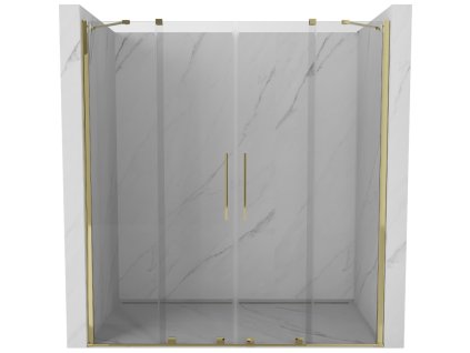 Posuvné sprchové dvere Mexen Velar Duo 180 cm, transparentné, zlaté - 871-180-000-02-50