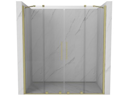 Posuvné sprchové dvere Mexen Velar Duo 170 cm, transparentné, brúsené zlaté - 871-170-000-02-55