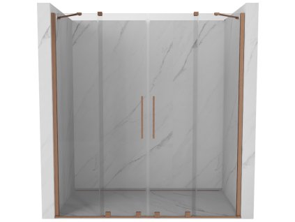Posuvné sprchové dvere Mexen Velar Duo 170 cm, transparentné, brúsená meď - 871-170-000-02-65