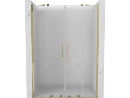 Posuvné sprchové dvere Mexen Velar Duo 140 cm, matné, zlaté - 871-140-000-32-50