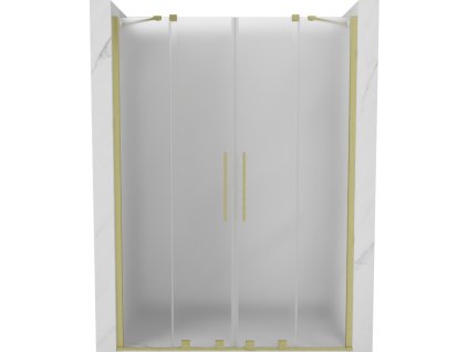 Posuvné sprchové dvere Mexen Velar Duo 140 cm, matné, brúsené zlaté - 871-140-000-32-55
