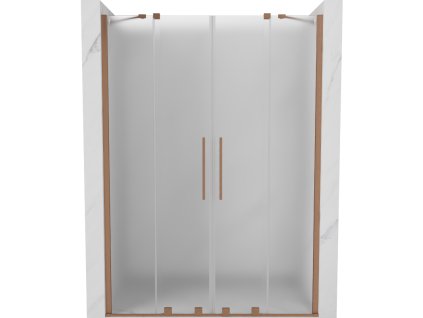 Posuvné sprchové dvere Mexen Velar Duo 140 cm, matné, brúsená meď - 871-140-000-32-65