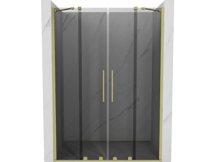 Posuvné sprchové dvere Mexen Velar Duo 140 cm, grafit, brúsené zlato - 871-140-000-42-55