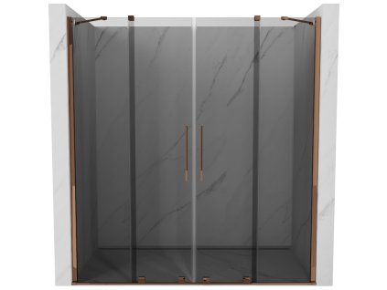 Posuvné sprchové dvere Mexen Velar Duo 200 cm, grafit, ružové zlato - 871-200-000-42-60