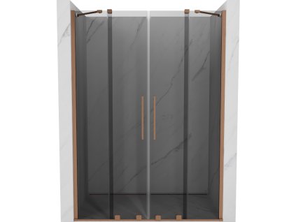 Posuvné sprchové dvere Mexen Velar Duo 140 cm, grafit, brúsená meď - 871-140-000-42-65