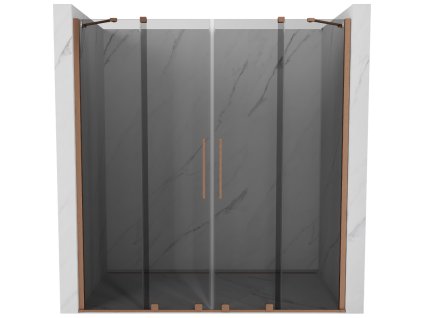 Posuvné sprchové dvere Mexen Velar Duo 180 cm, grafit, brúsená meď - 871-180-000-42-65