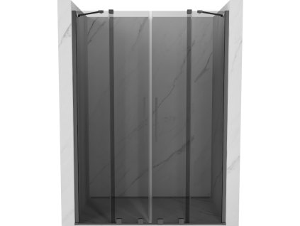 Posuvné sprchové dvere Mexen Velar Duo 140 cm, grafit, pištoľový kov - 871-140-000-42-95