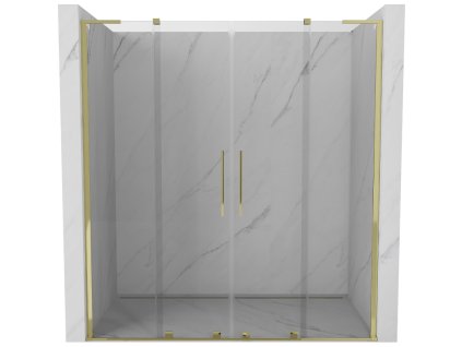 Posuvné sprchové dvere Mexen Velar L Duo 200 cm, transparentné, zlaté - 871-200-003-02-50