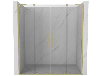 Posuvné sprchové dvere Mexen Velar L Duo 180 cm, transparentné, brúsené zlaté - 871-180-003-02-55