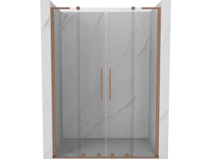 Posuvné sprchové dvere Mexen Velar L Duo 160 cm, transparentné, brúsená meď - 871-160-003-02-65