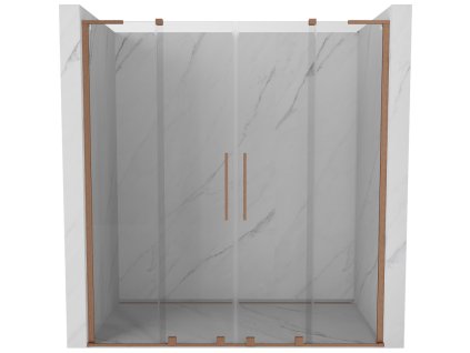 Posuvné sprchové dvere Mexen Velar L Duo 180 cm, transparentné, brúsená meď - 871-180-003-02-65