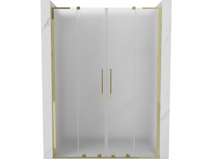 Posuvné sprchové dvere Mexen Velar L Duo 140 cm, matné, zlaté - 871-140-003-32-50