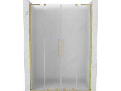 Posuvné sprchové dvere Mexen Velar L Duo 140 cm, matné, brúsené zlato - 871-140-003-32-55