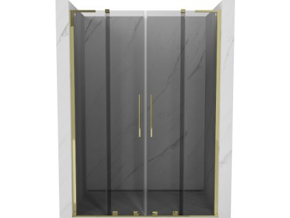 Posuvné sprchové dvere Mexen Velar L Duo 150 cm, grafit, zlatá - 871-150-003-42-50