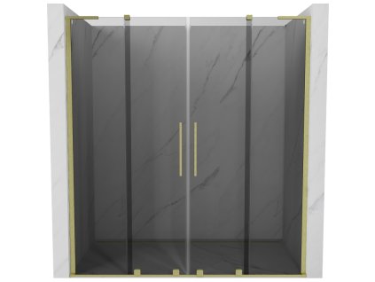 Posuvné sprchové dvere Mexen Velar L Duo 180 cm, grafit, brúsené zlato - 871-180-003-42-55