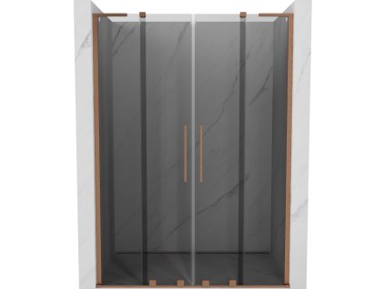 Posuvné sprchové dvere Mexen Velar L Duo 160 cm, grafit, brúsená meď - 871-160-003-42-65