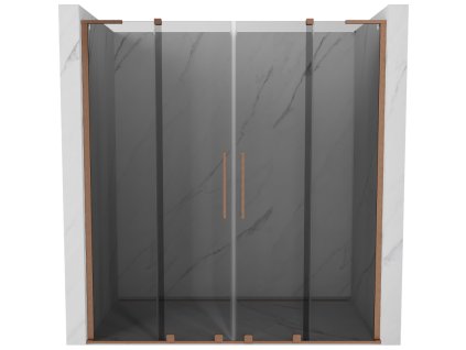 Posuvné sprchové dvere Mexen Velar L Duo 170 cm, grafit, brúsená meď - 871-170-003-42-65