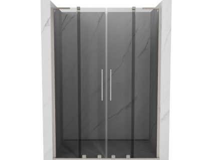 Posuvné sprchové dvere Mexen Velar L Duo 140 cm, grafit, brúsený nikel - 871-140-003-42-97