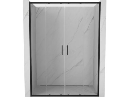 Posuvné dvojité sprchové dvere Mexen Exo 150 cm, transparentné, čierne - 8152-150-000-70-00