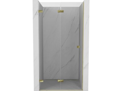 Mexen Lunar-F skladacie ľavé sprchové dvere 65 cm, transparentné, zlaté - 836-065-000-50-00-L
