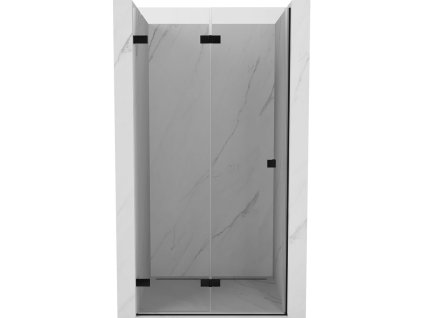 Mexen Lunar-F skladacie ľavé sprchové dvere 80 cm, priehľadné, čierne - 836-080-000-70-00-L