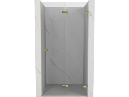 Mexen Lunar-F pravé skladacie sprchové dvere 85 cm, transparentné, zlaté - 836-085-000-50-00-P