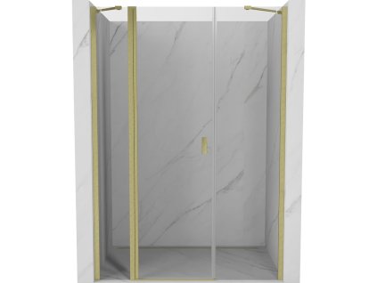 Mexen Mist výklopné sprchové dvere 145 cm, transparentné, brúsené zlato - 8A4-145-001-55-00