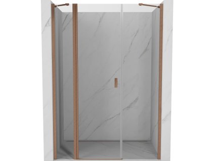 Mexen Mist výklopné sprchové dvere 145 cm, transparentné, brúsená meď - 8A4-145-001-65-00