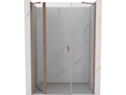 Mexen Mist Otočné sprchové dvere 150 cm, transparentné, brúsená meď - 8A4-150-001-65-00