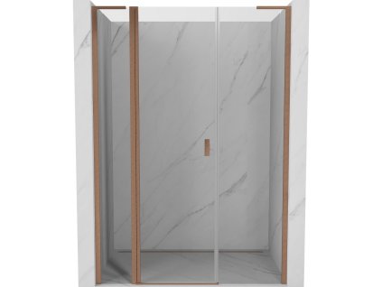 Sprchové dvere Mexen Mist L Swing 135 cm, transparentné, brúsená meď - 8A4L-135-001-65-00