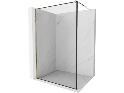 Mexen Kioto sprchová zástena 120 x 200 cm, priehľadné sklo / čierny vzor rám, 8 mm, zlatá - 800-120-101-50-70