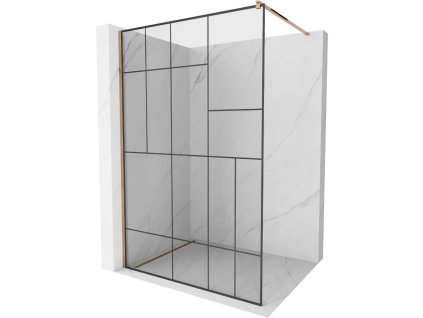 Mexen Kioto sprchová zástena 110 x 200 cm, priehľadné sklo / čierny vzor-2, 8 mm, ružové zlato - 800-110-101-60-78