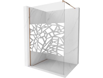 Mexen Kioto sprchová zástena 140 x 200 cm, priehľadné sklo / biely vzor, 8 mm, ružové zlato - 800-140-101-60-85