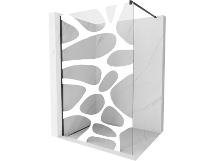 Mexen Kioto sprchová zástena 140 x 200 cm, priehľadné sklo / biely vzor, 8 mm, čierna - 800-140-101-70-97