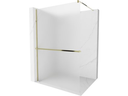 Mexen Kioto  sprchová zástena s držiakom na uteráky a poličkou 80 x 200 cm, sklo námraza, 8 mm, zlatá - 800-080-121-50-30