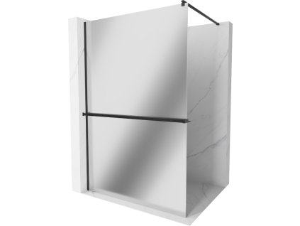 Mexen Kioto  sprchová zástena s držiakom na uteráky a poličkou 90 x 200 cm, sklo zrkadlo, 8 mm, čierna - 800-090-121-70-50