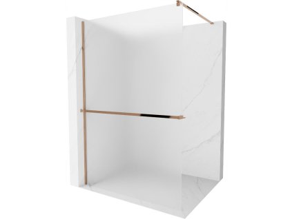 Mexen Kioto  sprchová zástena s držiakom na uteráky a poličkou 70 x 200 cm, sklo námraza, 8 mm, ružové zlato - 800-070-121-60-30