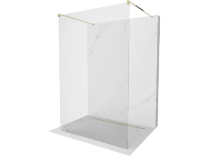 Mexen Kioto sprchová zástena voľne stojaca 130 x 200 cm, priehľadné sklo, 8 mm, zlatá - 800-130-002-50-00