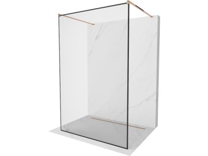 Mexen Kioto sprchová zástena voľne stojaca 130 x 200 cm, priehľadné sklo / čierny rám, 8 mm, ružové zlato - 800-130-002-60-70