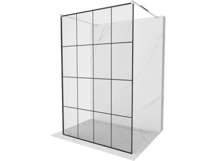 Mexen Kioto sprchová zástena voľne stojaca 130 x 200 cm, priehľadné sklo / čierny vzor, 8 mm, chróm - 800-130-002-01-77