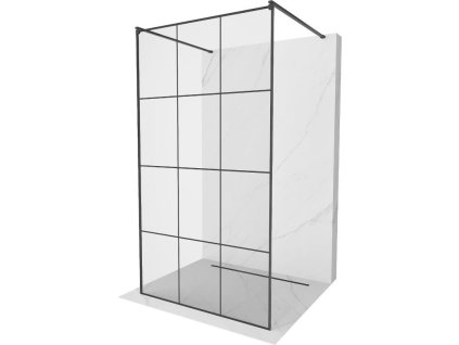 Mexen Kioto sprchová zástena voľne stojaca 110 x 200 cm, priehľadné sklo / čierny vzor, 8 mm, čierna - 800-110-002-70-77