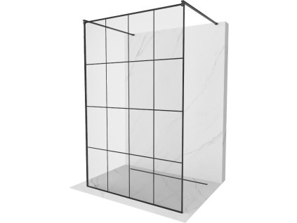 Mexen Kioto sprchová zástena voľne stojaca 140 x 200 cm, priehľadné sklo / čierny vzor, 8 mm, čierna - 800-140-002-70-77