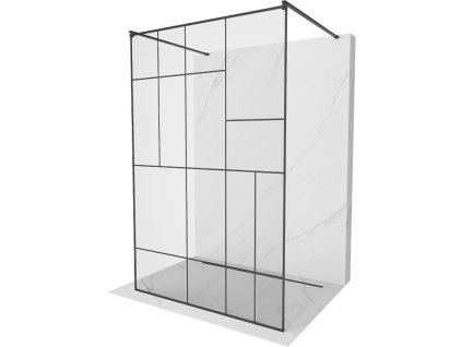 Mexen Kioto sprchová zástena voľne stojaca 130 x 200 cm, priehľadné sklo / čierny vzor, 8 mm, čierna - 800-130-002-70-78